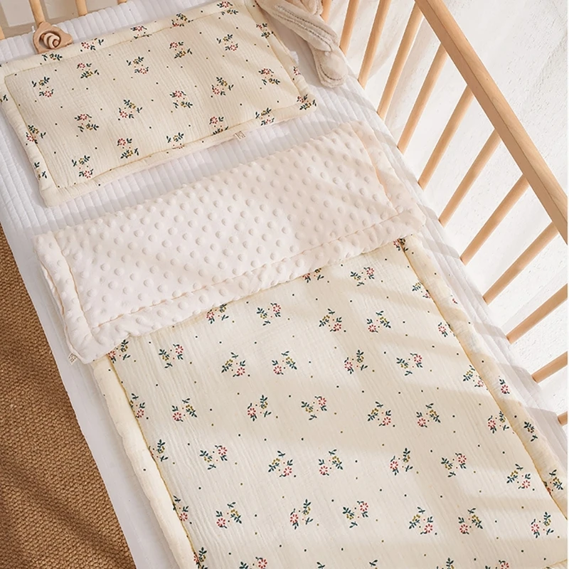Cotton Baby Crib Mattress & Pillow Set Washable & Comfortable Cotton Baby Bedding Set Mattress with Pillow for Newborns
