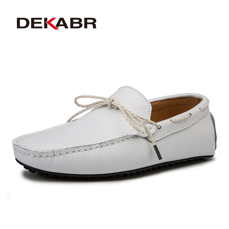 

DEKABR Fashion Spring and Autumn Style Soft Moccasins Men Loafers High Quality Leather Shoes Men Flats Driving Shoes Big Size