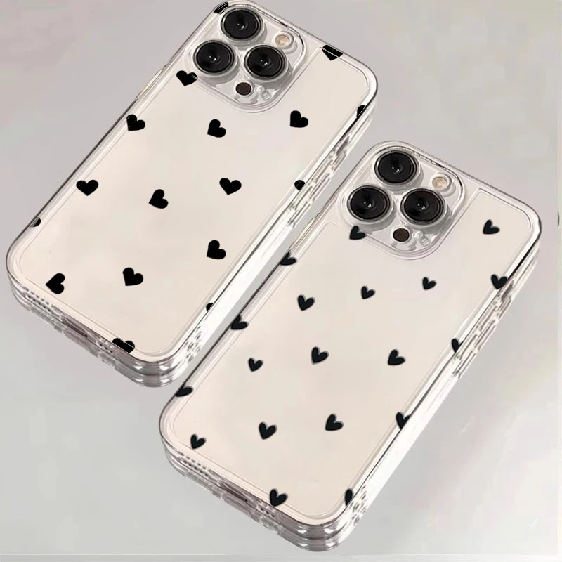 Chic Black Love Pattern Phone Case - Small Size