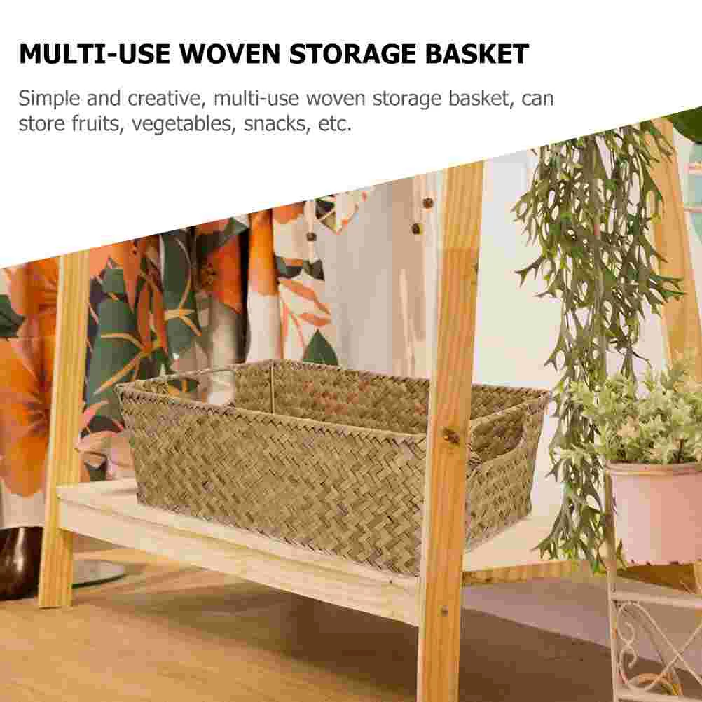 Natural Large Woven Seagrass Basket Of Straw Wicker For Home Table Fruit Bread Towels Small Kitchen Storage Container 5