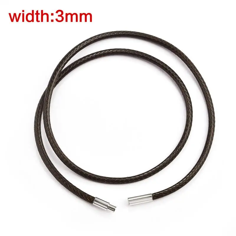 Black Brown Braid Wax Cord Necklace with Steel Clasp - Handmade Jewelry Making Rope
