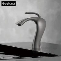 Gunmetal luksus servantbatteri med keramisk ventil og varmt/kaldt vann