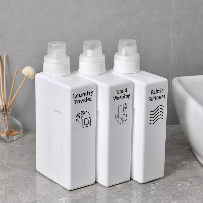 

1000ML Laundry Detergent Bottle Bathroom Softener Bleach Refillable Bottle Home Storage Bottle Waterproof Label