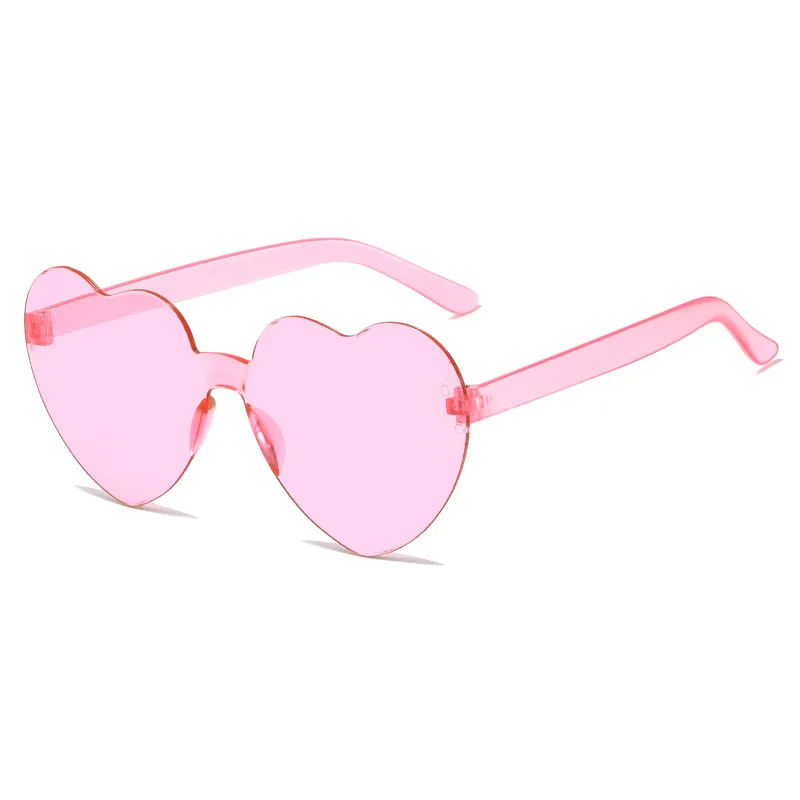 Women Fashion Colors Polarized Heart Shape Tinted Party Sunglasses Girls Vintage UV400 Colors Rimless Female Sun Glasses