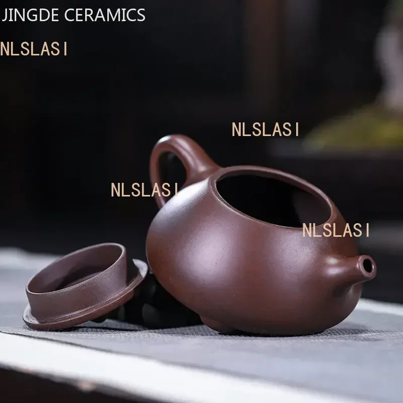 220ml Antique Yixing Purple Clay Teapot Handmade Zhu Mud Stone Scoop Kettle Chinese Zisha Tea Set Customized Household Teaware