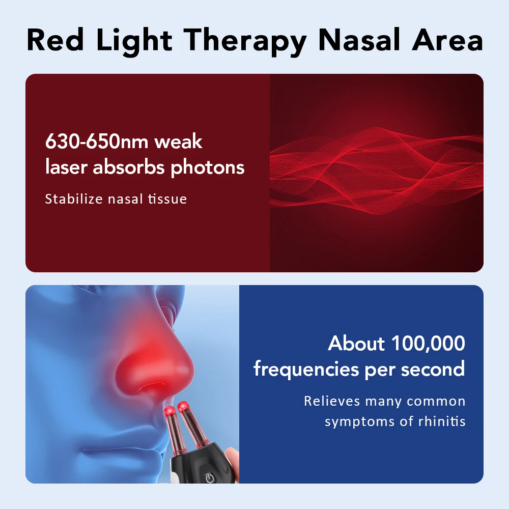 Nasal Laser Therapy Device Cordless Infrared Nasal Therapy Device Rhinitis Relief Tool Low Frequency Pulse Nose Massage for Improving Nasal Ventilation