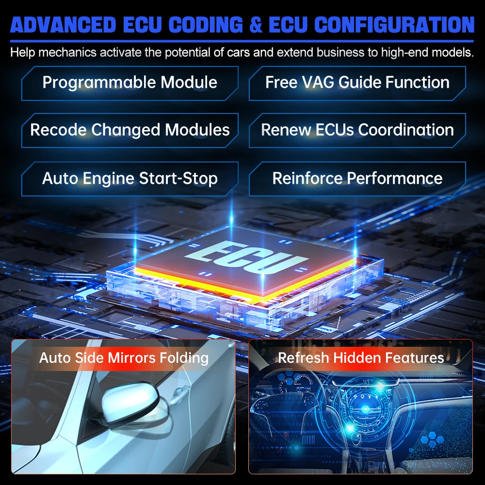 XTOOL D8 Automotive Diagnostic Scan Tools ECU Coding Bi-Directional Controls 38 Services Key Programming With CANFD OBD2 Scanner