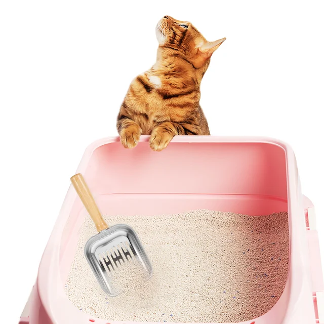 Cat Litter Scoop Metal Non-Stick Long Handle Sturdy Construction Flat Head Sifter for Easy Waste Removal Home Grooming 5