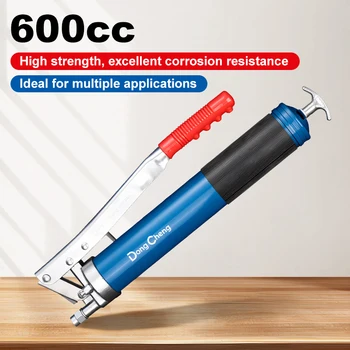 Grease Gun Aluminum Alloy Head High Output Corrosion Resistant Kit w Hose Rigid Pipe Flat Tapered Nozzle Auto 1