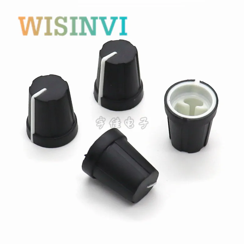 Potentiometer Knob Cap Rubber Knob Rotary Encoder Knob 10PCS 14*16MM 0 degree half shaft Rubber knob potentiometer rotary encoder volume switch knob suitable for D axis 6MM