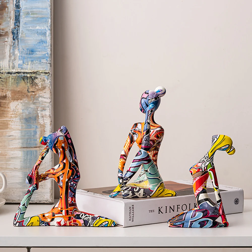 PaintedFigureFigurinesModernHomeDecorationResinSculpture