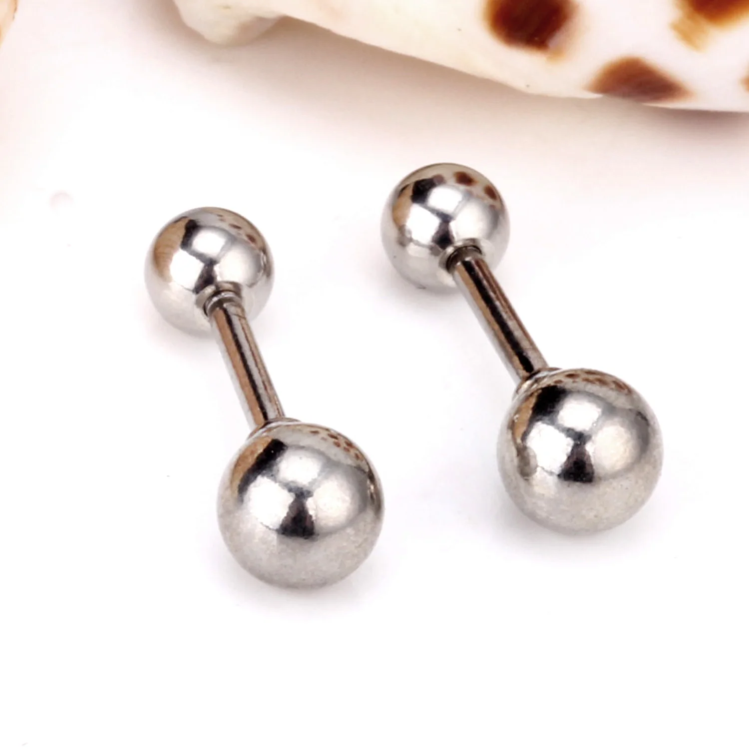 Wholesale Set of 12 Pairs Stainless Steel Ball Stud Earrings with Screw Back, Mixed Sizes