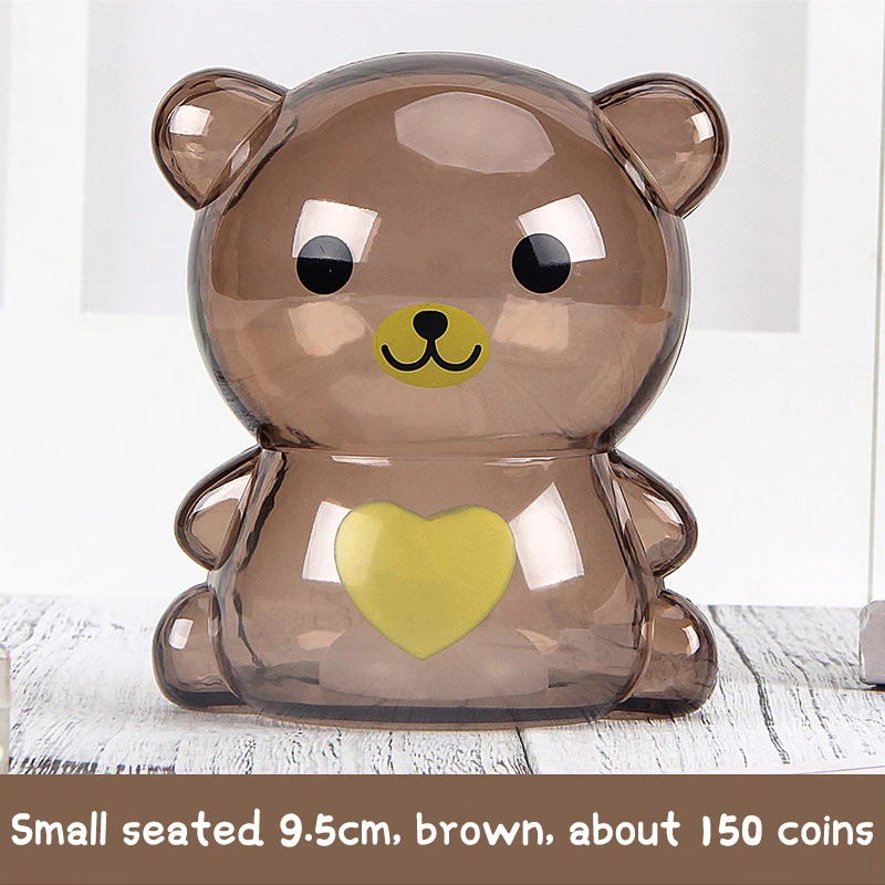 Creative Little Bear Piggy Bank Cash Bag Cute Safe Deposit Box Transparent Coin Paper Money Saving Box Kids Gift