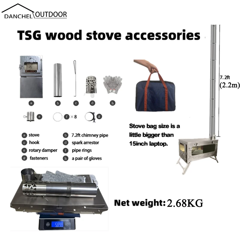 DANCHEL OUTDOOR 100% Titanium Wood Stove with Chimney Pipe, Hot Tent  Portable Small Camping Wood burning Stove - AliExpress