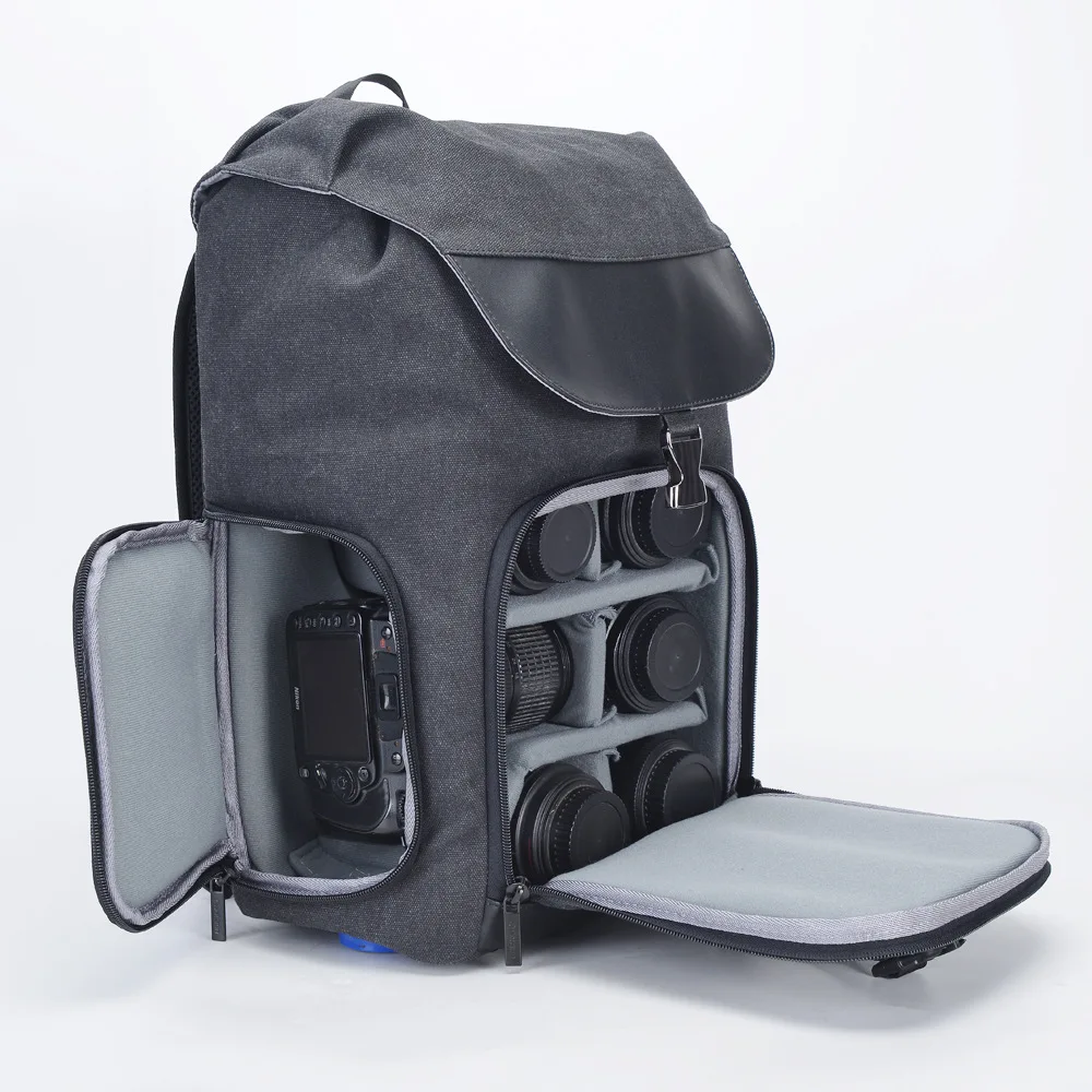 Slr Camera Bag Canvas Photography Backpack Tripod Bag Padded Water