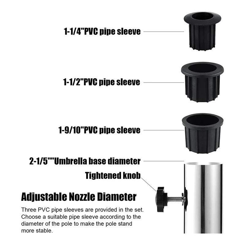 Umbrella Pole Mount Stand Tube Set Outdoor Parasol Base Holder Insert Pipe Sleeve, For Outside Garden Backyard Balcony