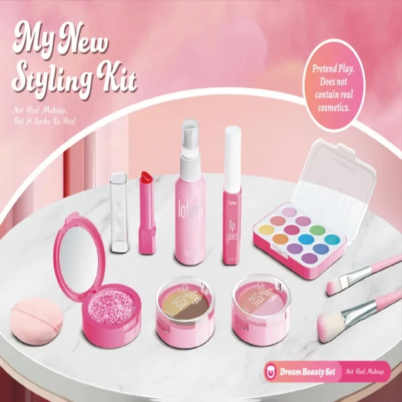 Non-toxic Girl Makeup Toy Set Children's Pretend House Simulation Cosmetics Toys with Eyeshadow Palette Lipstick Applicator makeup toy,princess pretend toys,cosmetics set,play house toys