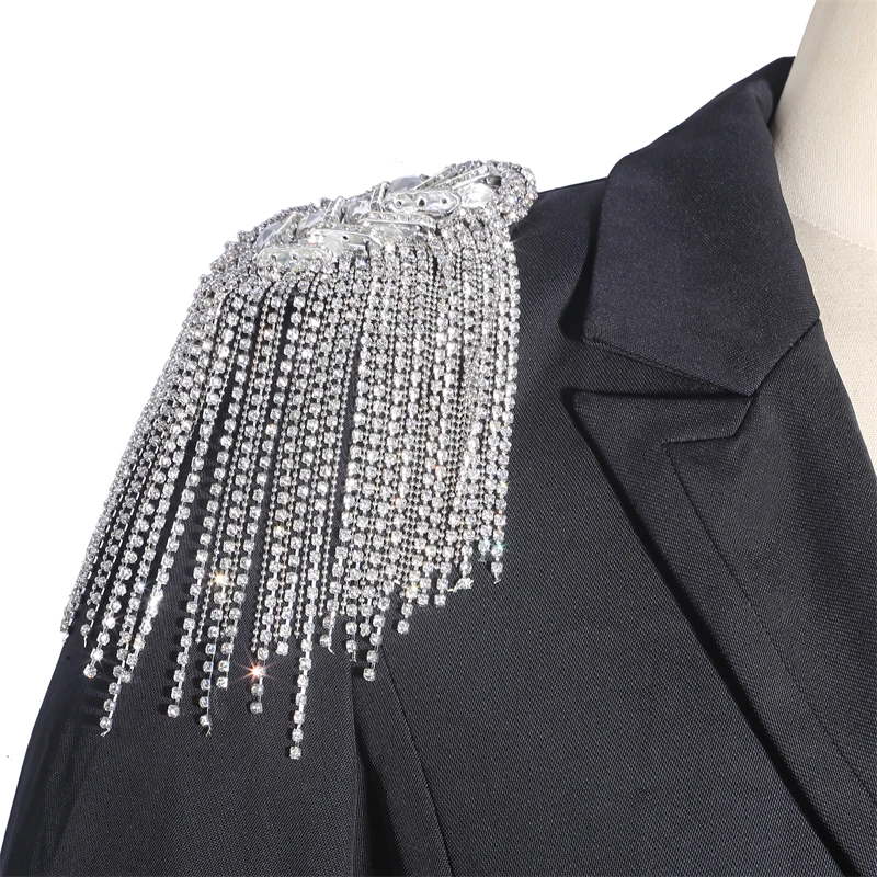 Gold Silver Chain Tassel Shoulder Patch Inlaid Diamond Clothing Suit Accessories Handmade DIY Metal Minimalist Style Fashionable