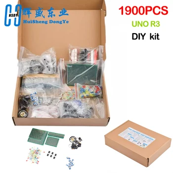 Kit mega componenti elettronici da 1900 pezzi, inclusa assortimento + condensatori + resistori + LED + transistor + jack CC + PCB + opamp
