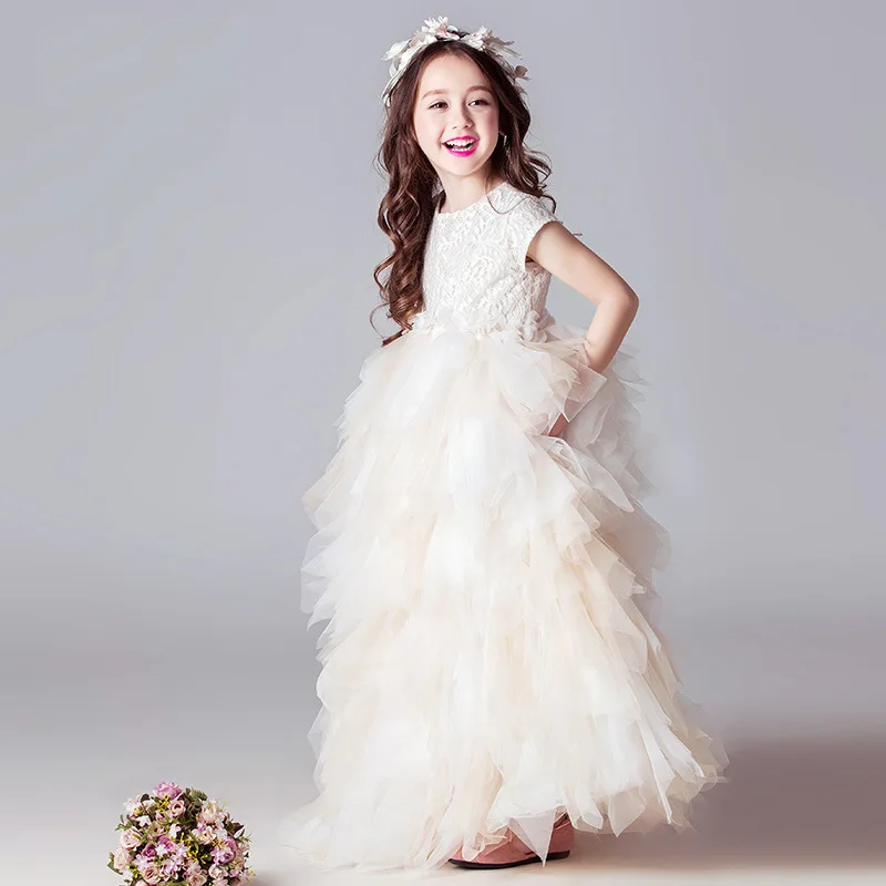 

3 7 11 12 Years Girls Gala Prom Piano Costume Formal Long Robe Dresses Women's Luxury Child Evening Elegant Party White Clothes