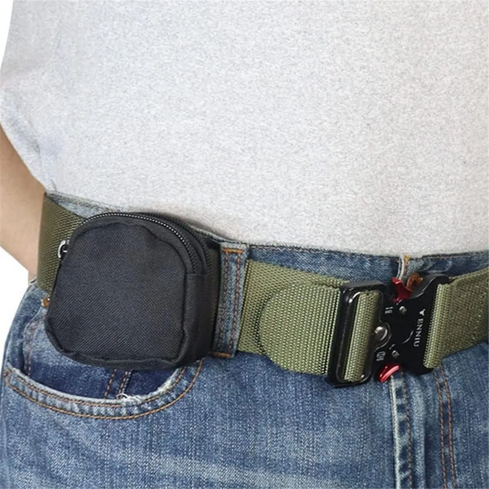 Nylon Double Zipper Pocket Coin Purse Men Outdoor Pouch Lightweight Small Card Holder Keys Storage Belt Waist Bag Handbag