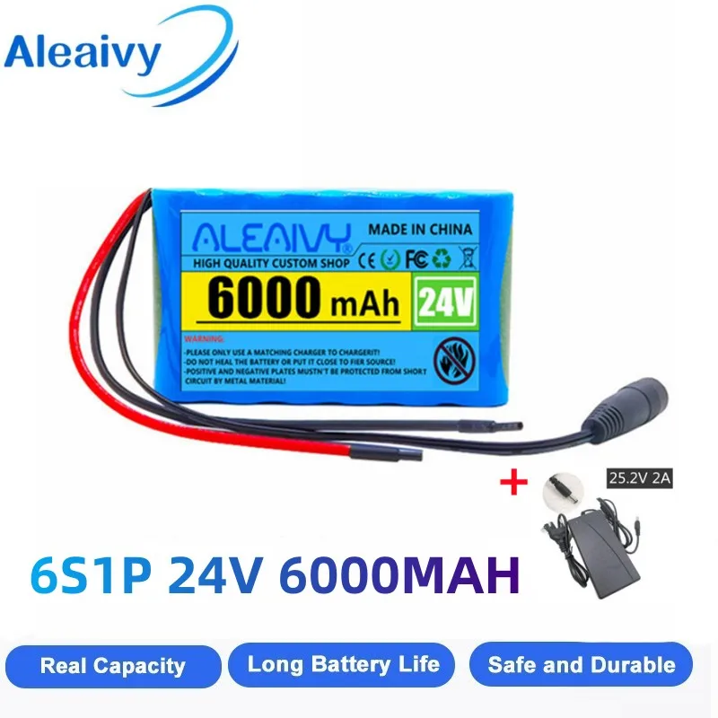 

New 24V 6Ah 25.2V 6S1P Li-Ion battery pack lithium batteries for electric motor bicycle ebike scooter toys drill with BMS