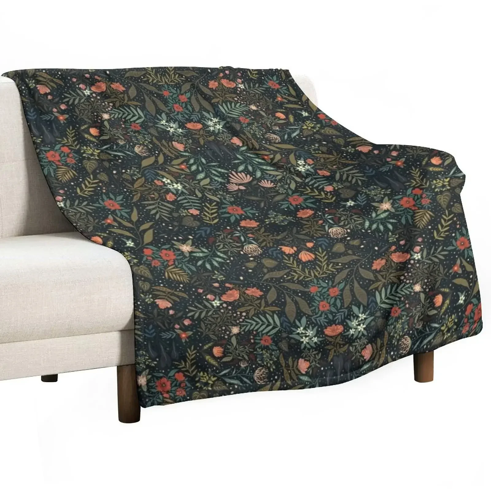 

Dark Botanical Throw Blanket Single Travel Bed blankets ands Blankets