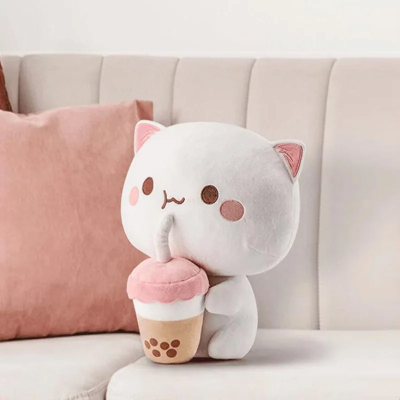 

Honey Peach Cat Drinking Milk Tea Plush Doll 30cm Genuine Expression Pack Surrounding Soft Cute Cat Doll Girl's Best Friend Gift