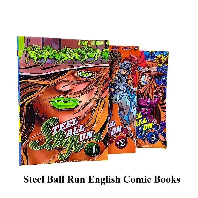 3 Books Steel Ball Run Manhwa/Manga Book JOJO's Bizarre Adventure Part7 Vol.1-3 Japanese Youth Comic Books English Manga Books