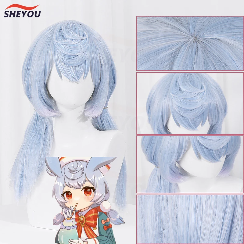 

Парик для косплея Фонтейн из игры GenshinImpact, термостойкие искусственные волосы с голубым градиентом, для косплея аниме, с шапочкой