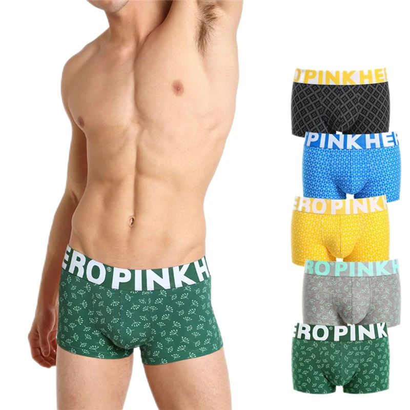 

HaleyChan 1Pc Stretch Cotton Striped Print Sports Men's Boxer Briefs Comfortable Mens Sexy Underwear Breathable Mens Lingerie