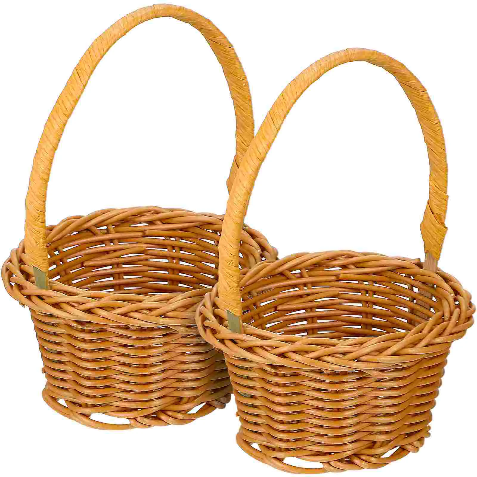 

Mini Woven Basket Tiny Flower Basket Handle Imitation Rattan Picnic Snack Basket Dollhouse Farmhouse Basket Micro Landscape