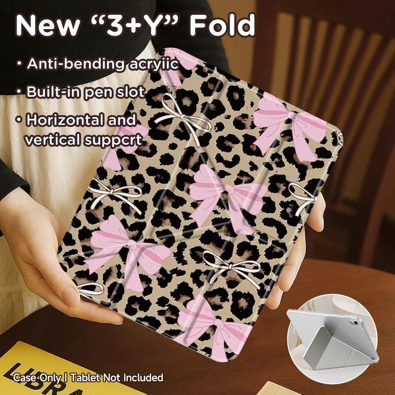 Versatile Y-Fold iPad Case with Adjustable Stand and Pen Slot - Lightweight, Durable, and Auto Wake/Sleep Feature