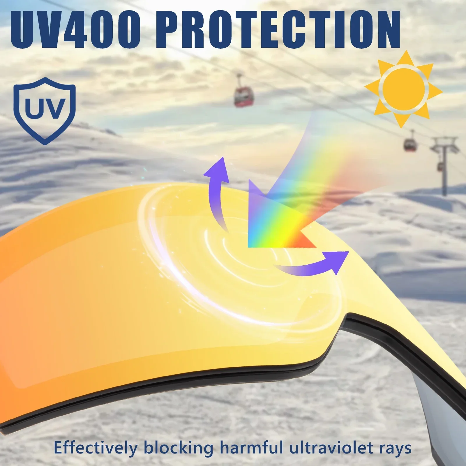 Kapvoe Snow Goggles Ski Magnetic Anti-Fog Lenses UV400 Protection Men Women UV400 Ski Goggles Sports Photochromic Hiking Eyewear