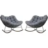 Royal Rocking Chairs, Coated Outdoor Rocking Recliner Chair Set of  with Cushion for Front Porch Garden Patio Backyard 1