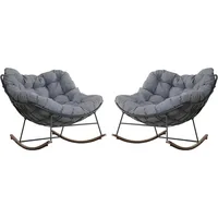 Royal Rocking Chairs, Coated Outdoor Rocking Recliner Chair Set of  with Cushion for Front Porch Garden Patio Backyard 1
