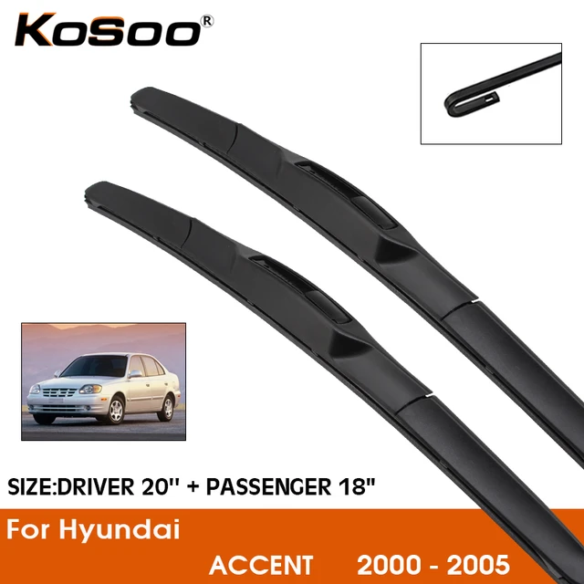 Spazzola tergicristallo per auto per Hyundai ACCENT 2000-2005 parabrezza in  gomma ricarica in silicone tergicristallo anteriore 20 + 18 accessori LHD  RHD - AliExpress