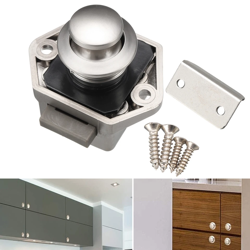 10 stks drukknop vergrendeling, lade kast Keyless klink knop voor jacht RV Caravan camper kast deur drukknop vangslot met schroeven (zwart