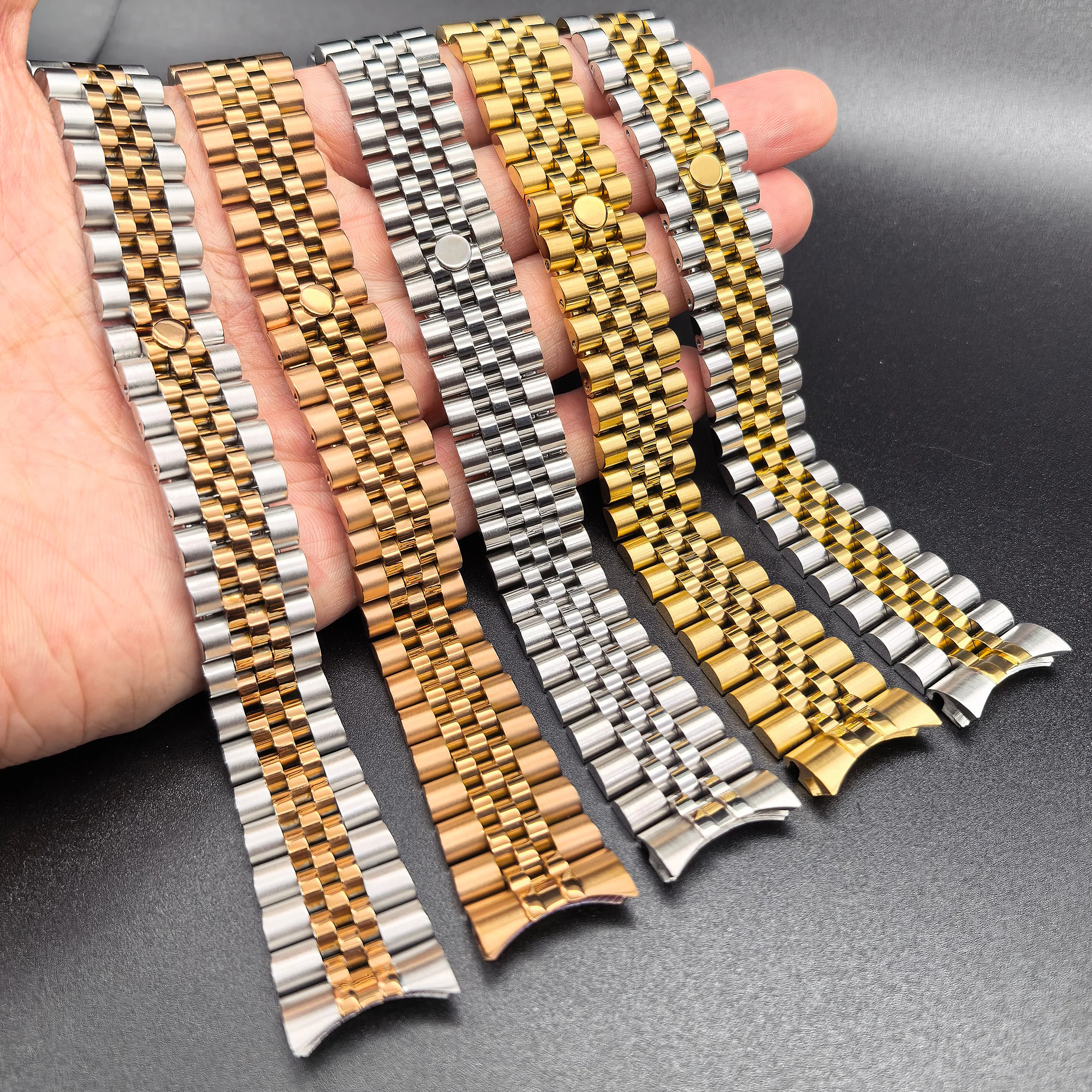 Rose Gold Solid Stainless Steel Jubilee Watchband Bracelet