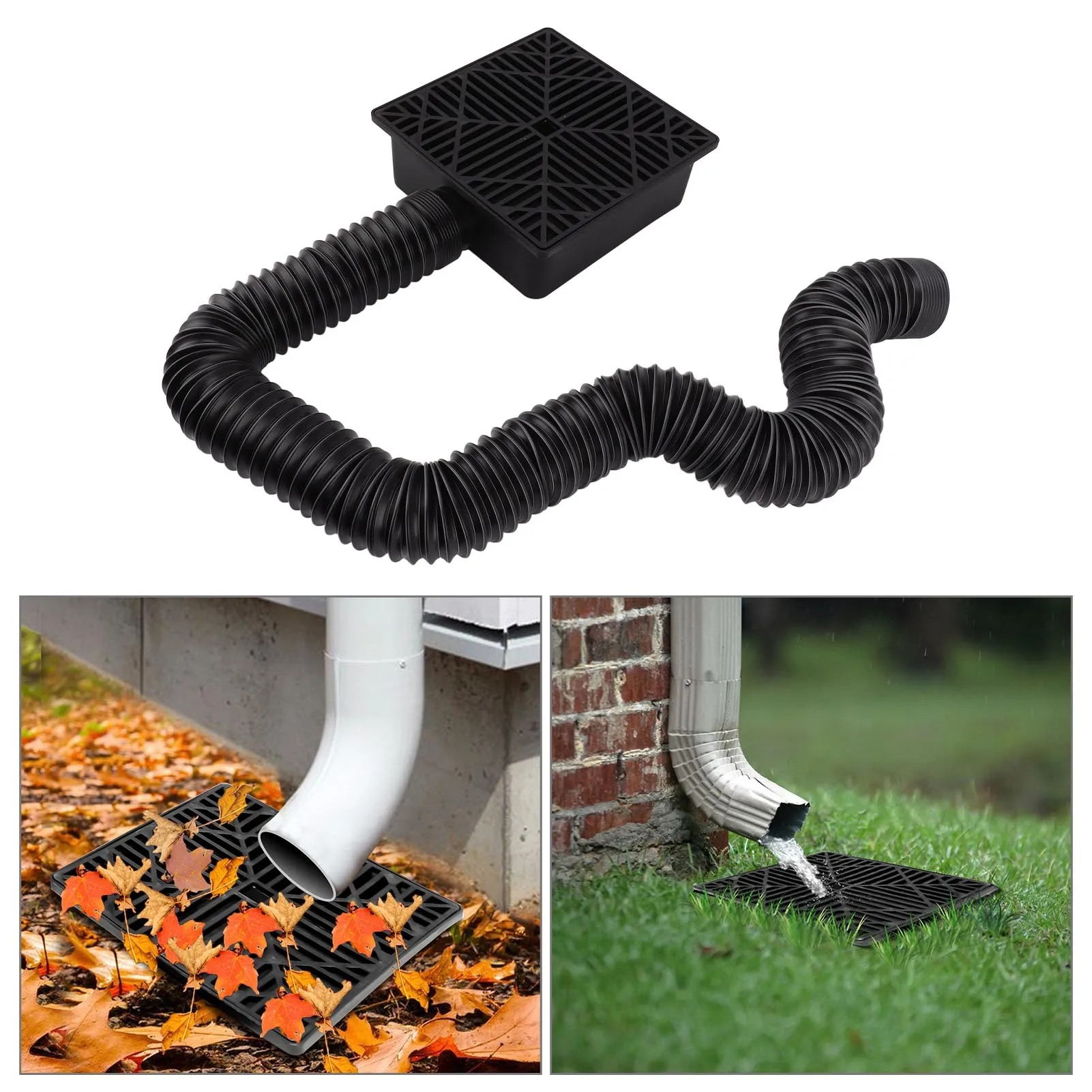 Rain Gutter Downspout Extensions Catch Basin Downspout Extension Kit Flexible Down Spout Extender for Yard Ground and Lawn