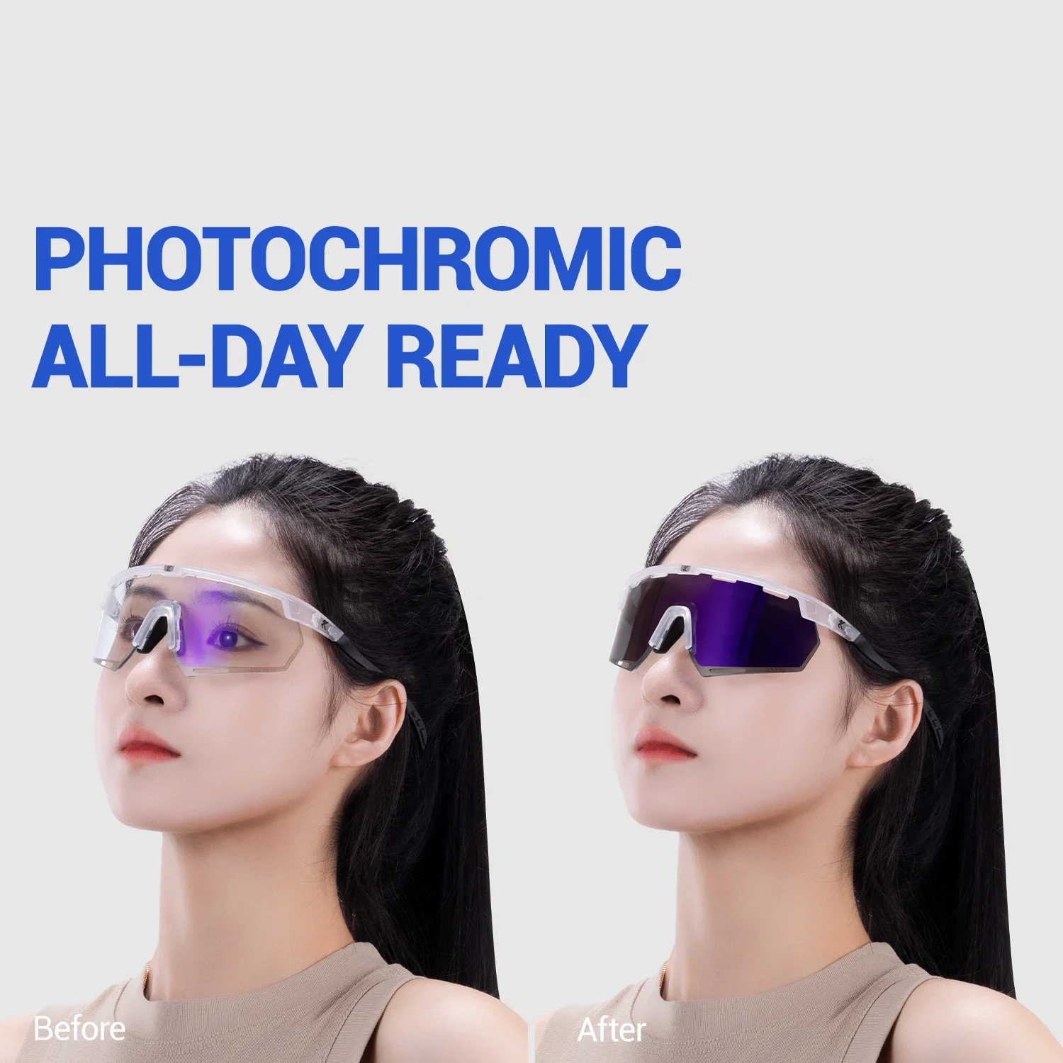 Kapvoe 야외 남자 새로운 Photochromic 러닝 선글라스 안경 자전거 스포츠 여성 도로 MTB 자전거 안경 UV400 사이클링 고글