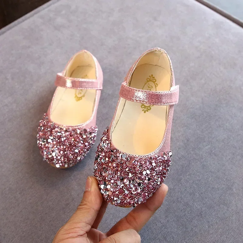 Toddlers Girls Shoes Glitter Leather Flats For Little Kids Children's Dress Shoes  Princess Sweet Loafers Soft For Dance 5