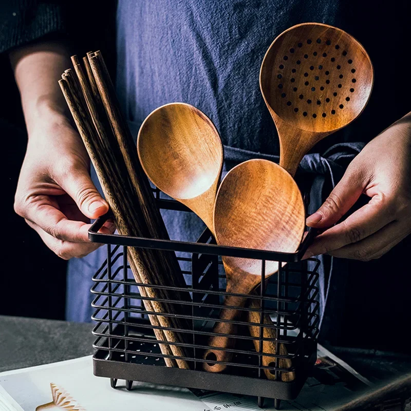 Wooden Kitchen Spoon Teak Wood Strainer Spoon Rice Scoop Paddle Large Wooden Skimmer for Cooking Kitchen Utensils