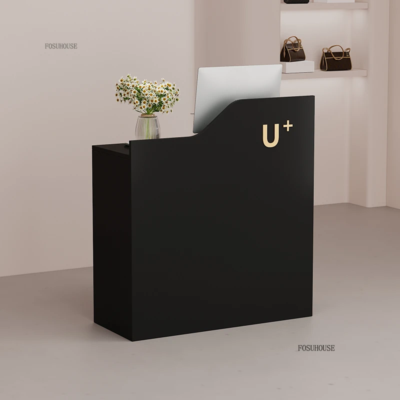 Modern Simple Office Reception Desks Clothing Store Front Desk Cashier Small Bar Table Beauty Salon Reception Desk Counter