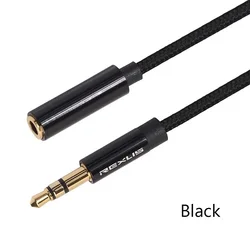 Premium 3.5mm Gold - Plated Audio Extension Cable - Male to Female Stereo Aux Cord Extender - 3m (Black)