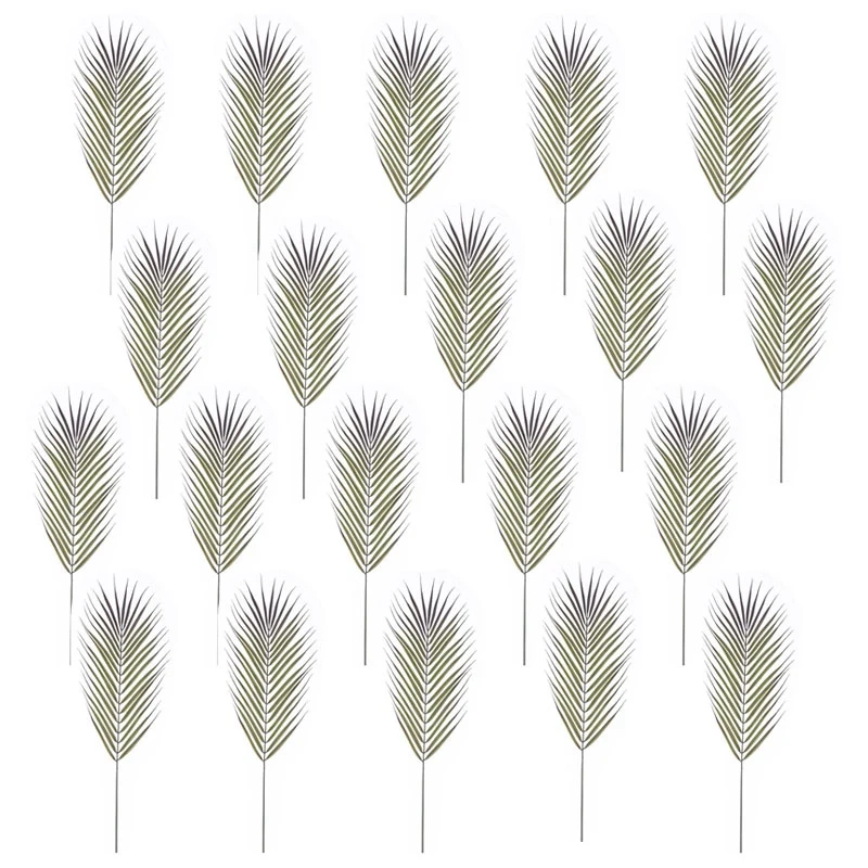 

20Pcs Simulation Plant Single Branch Palm Leaf Loose Tail Sunflower Leaf Home Wedding Living Room Flowers And Leaves