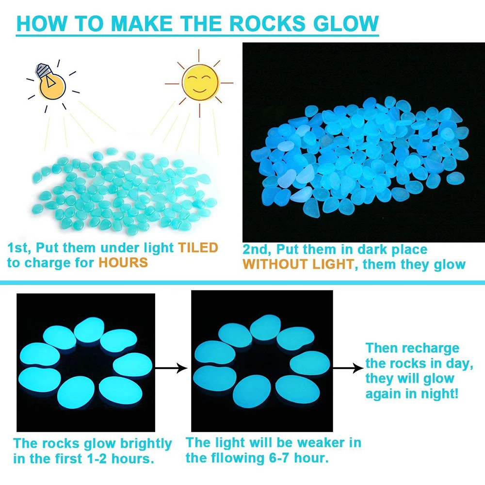 500Pcs Glow In The Dark Garden Stones 4