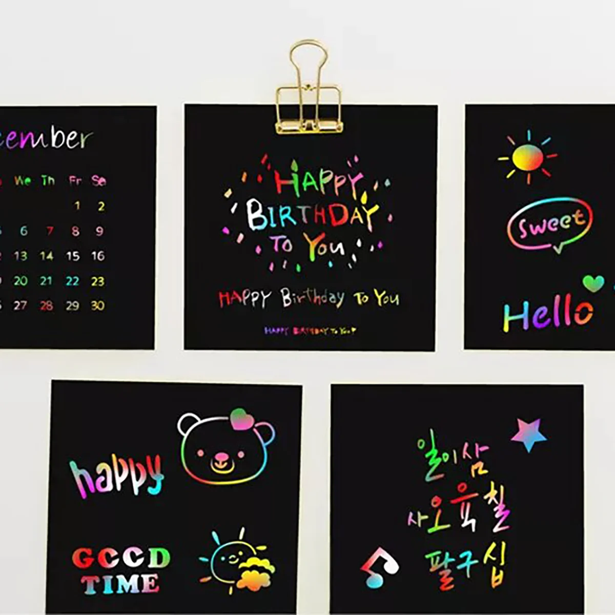 100Pcs Dazzling Scratch Pintura Pai Filho Brinquedos Interativos Note Cards Handmade 3