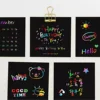 100Pcs Dazzling Scratch Pintura Pai Filho Brinquedos Interativos Note Cards Handmade 3