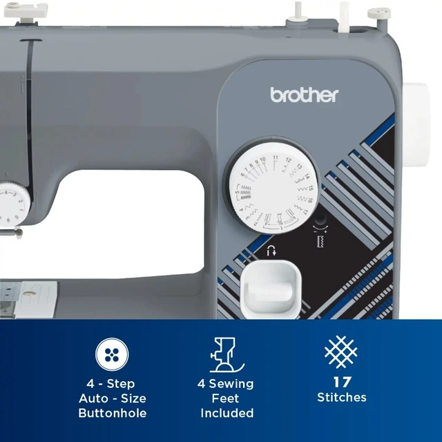 Brother LX3817G 17-Stitch Portable Full-Size Sewing Machine, Grey 